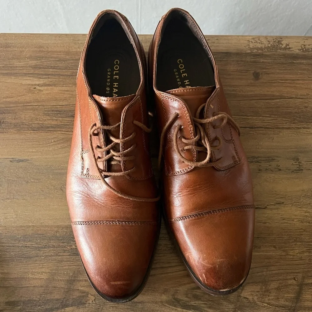 Cole Haan Men’s Jay Grand Cap Toe Oxfords Tan Leather Size 10